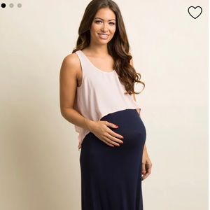 PinkBlush chiffon overlay maternity maxi dress